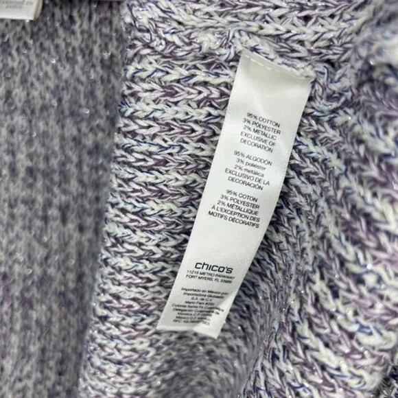 Chicos Structured Cardigan Sweater, marled yarn with FRINGE - Picture 6 of 6